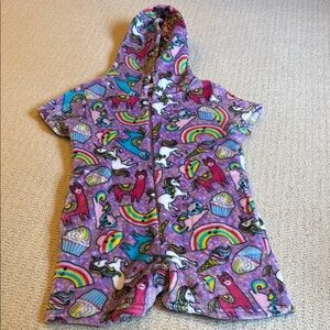 Candy Pink Colorful Unicorn and Rainbow Hooded Onesie